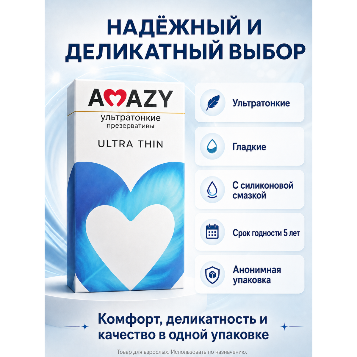 Презервативы ультратонкие AMAZY Ultra Thin 15 шт.