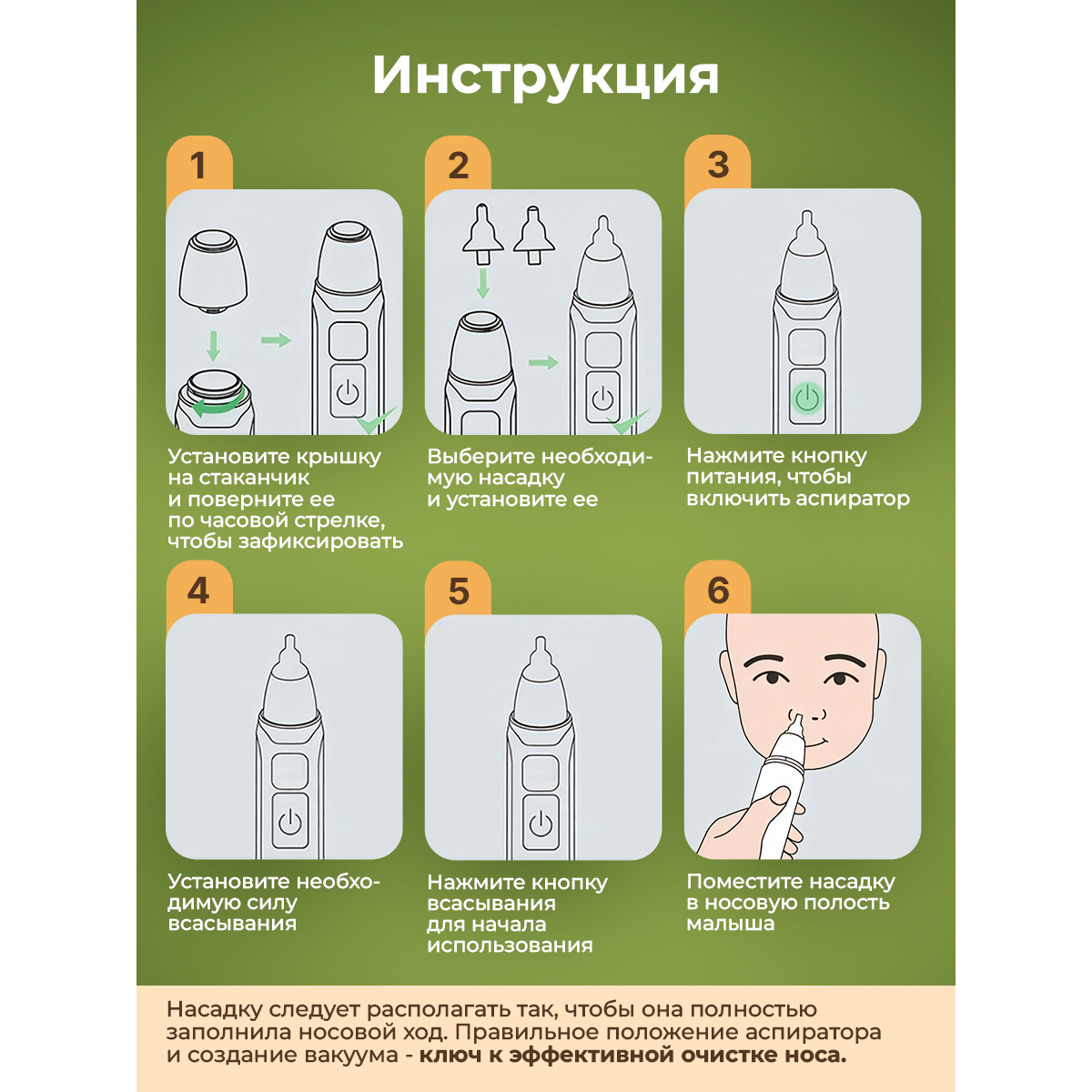 Аспиратор назальный для детей (бесшумный соплеотсос)