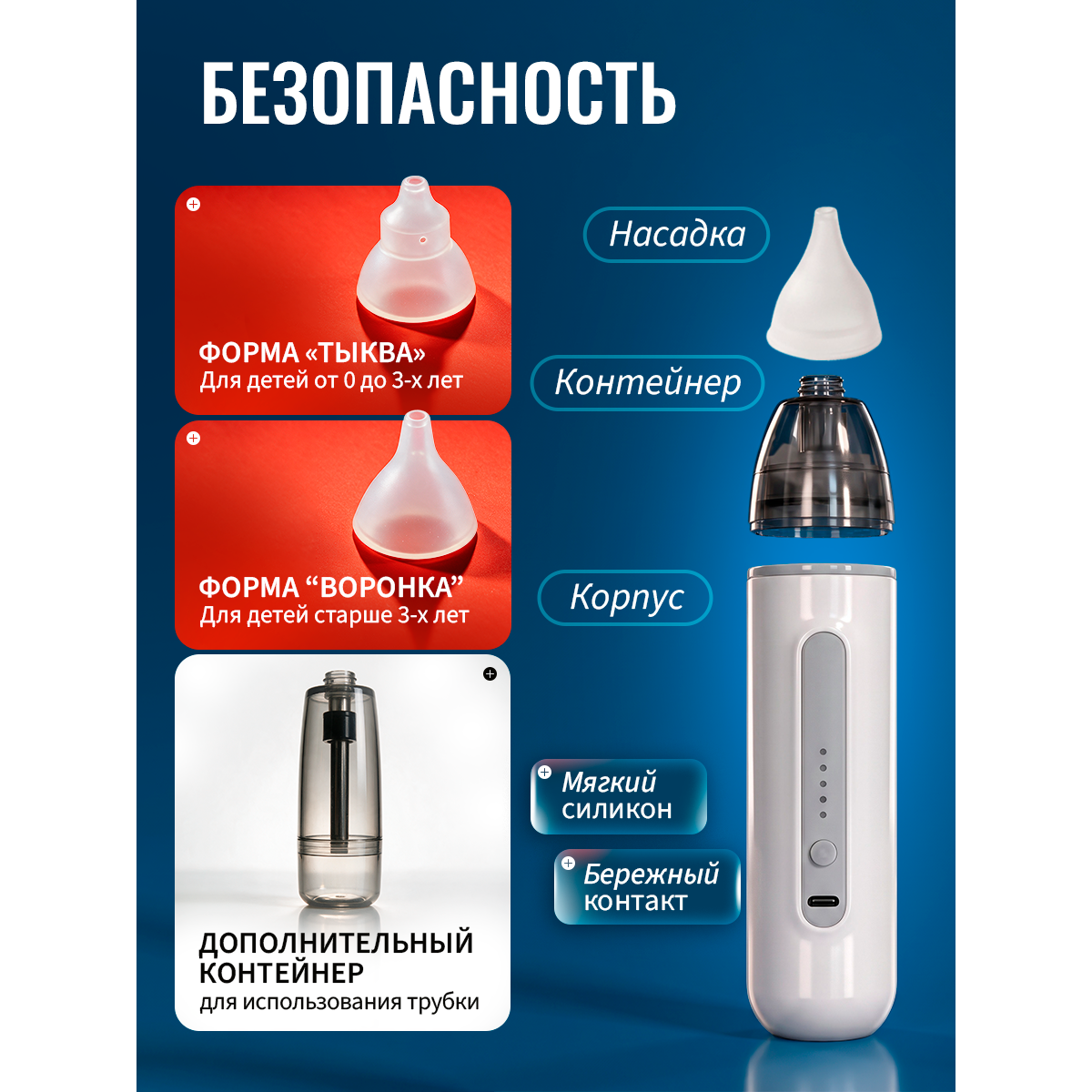 Электрический назальный аспиратор-соплеотсос для детей и новорожденных