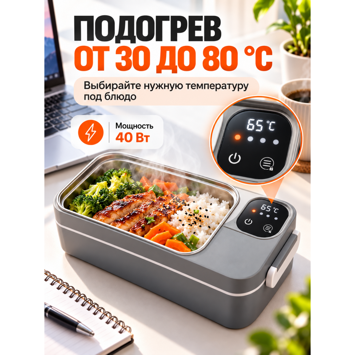 Электрический ланч-бокс с подогревом, 700 мл