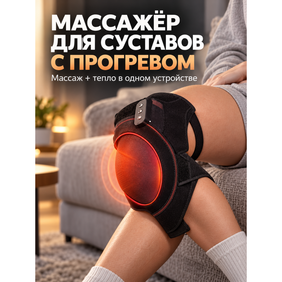 Массажер для суставов с подогревом, для колена, локтя и плеча