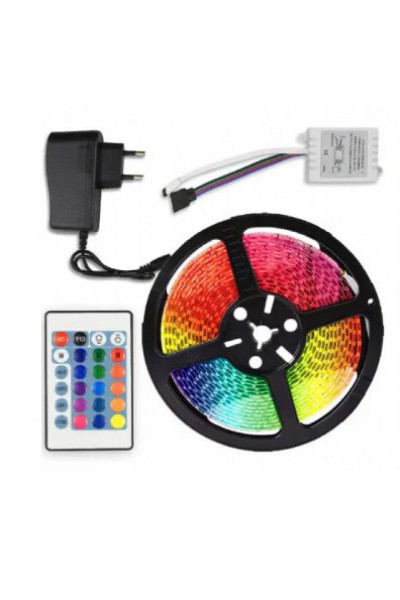 Водонепроницаемая светодиодная лента 5M RGB 3528 с блоком питания Водонепроницаемая светодиодная лента 5M RGB 3528 с блоком питания