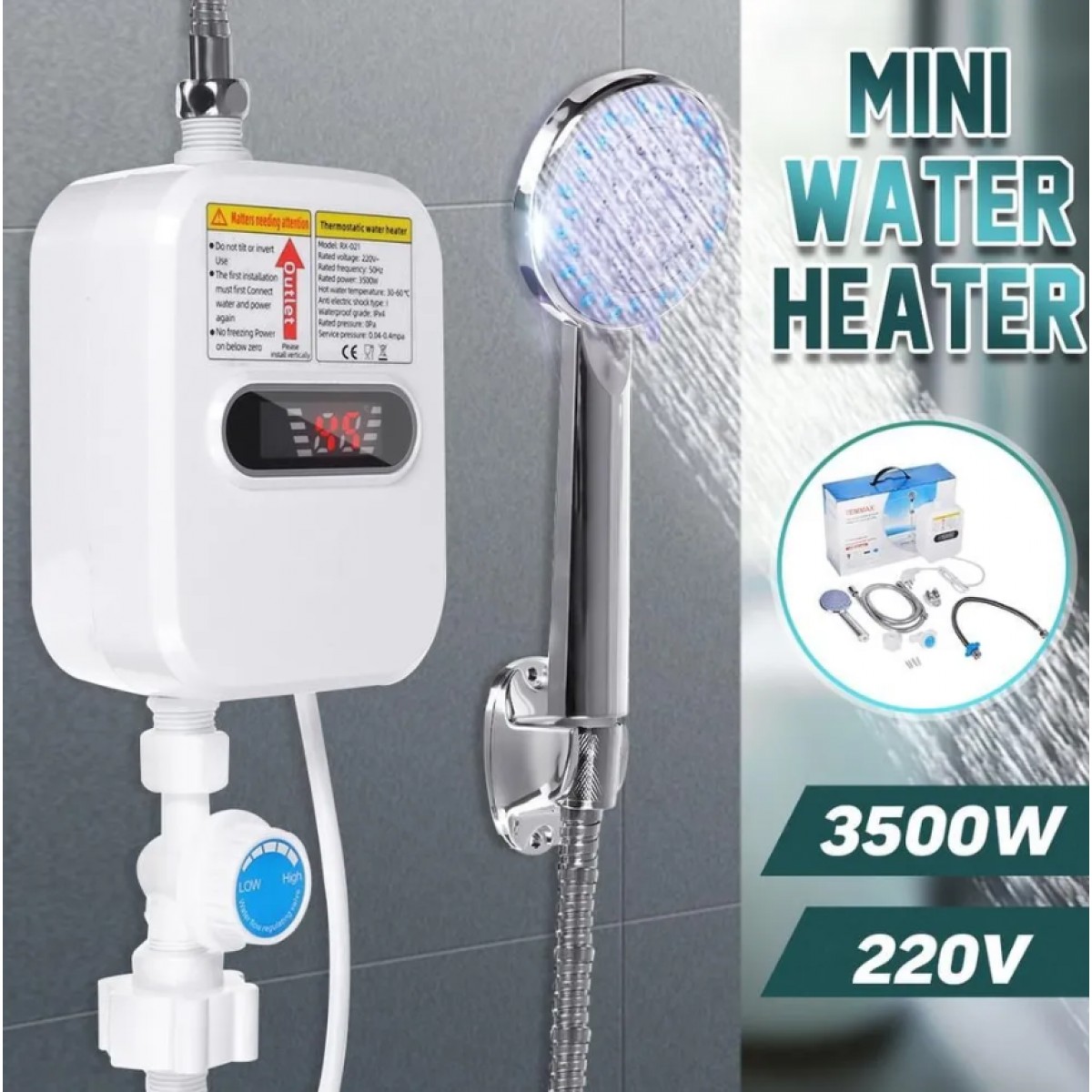 Электрический термостатичный водонагреватель-душ  TEMMAX RX-021