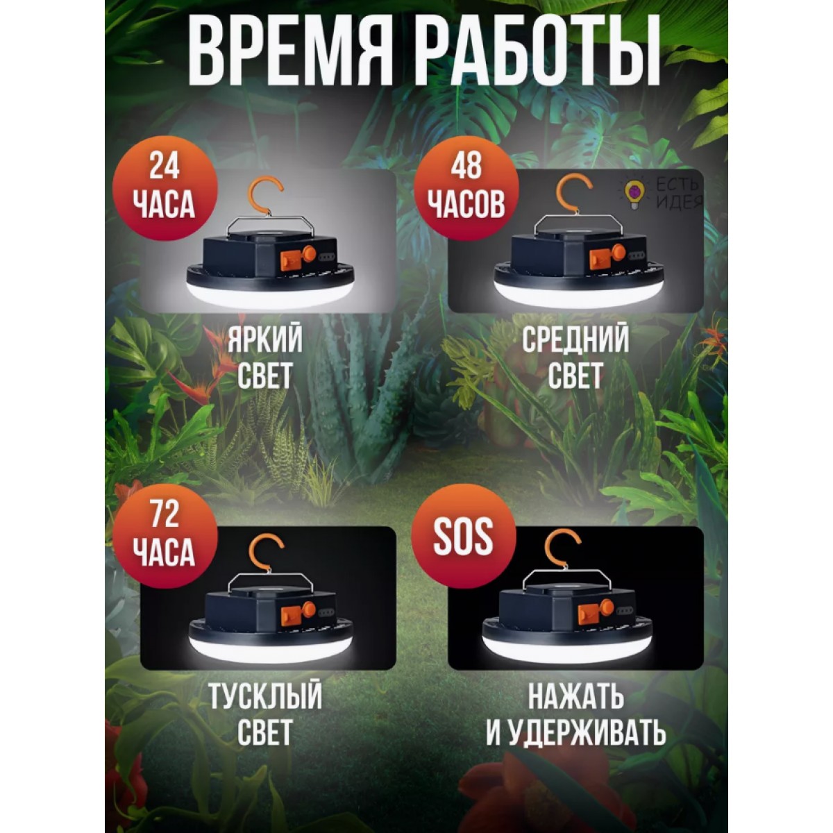 Ультраяркий фонарь, светильник подвесной с крючком для кемпинга