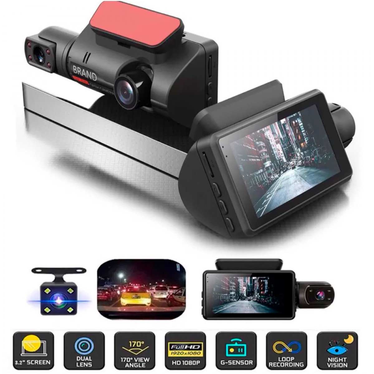 Видеорегистратор 2 камеры Vehicle BlackBOX DVR A68 Dual Lens Full HD 1080 + камера заднего вида в подарок