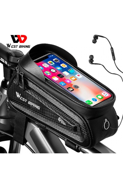 Сумка велосипедная с разъёмом для наушников на раму водонепроницаемая West Biking