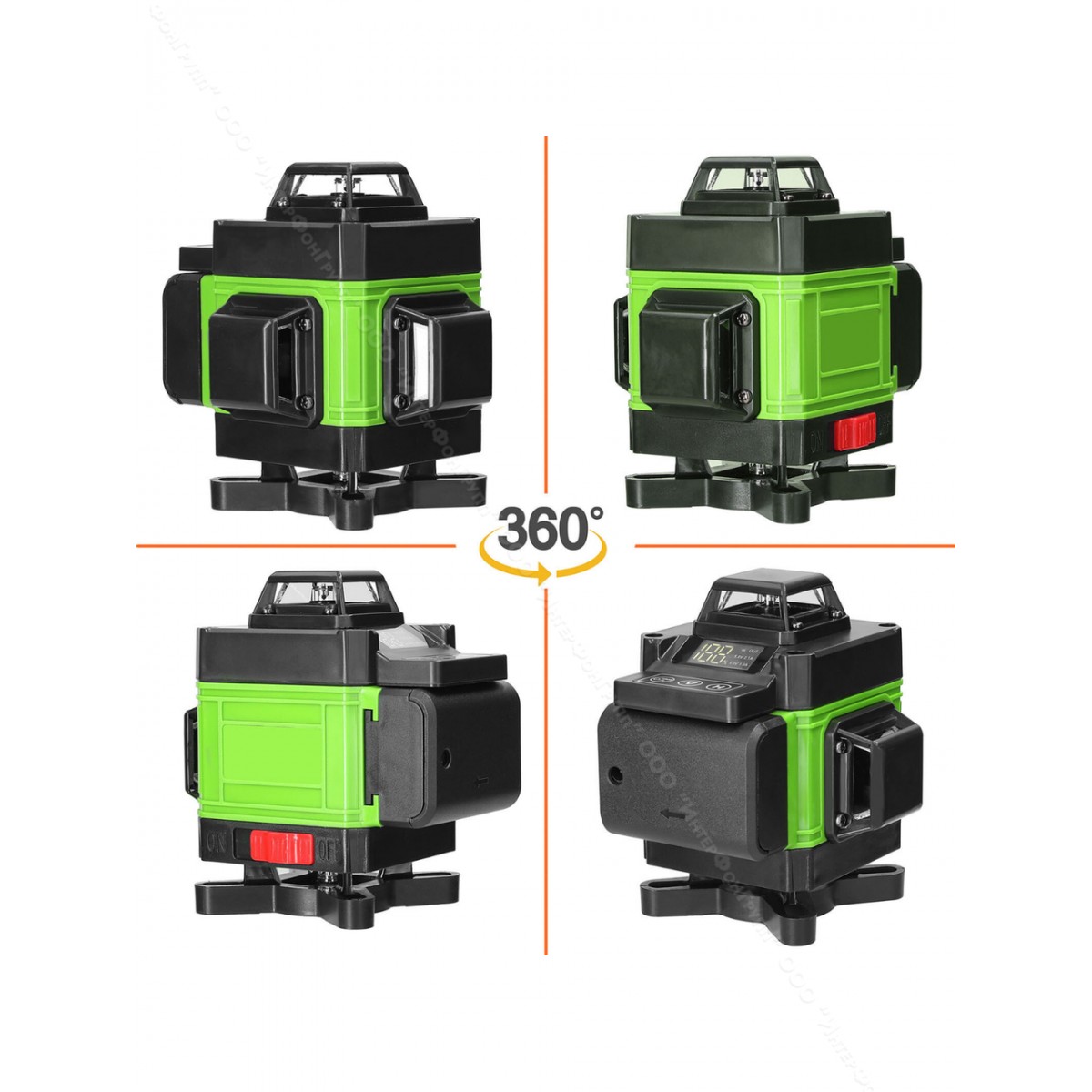 Лазерный уровень 4D самовыравнивающийся влагозащитный противоударный с сенсорным экраном и кейсом