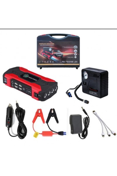 Пусковое зарядное устройство для автомобиля (8980 mAh)/ Набор пуско-зарядное устройство с компрессором