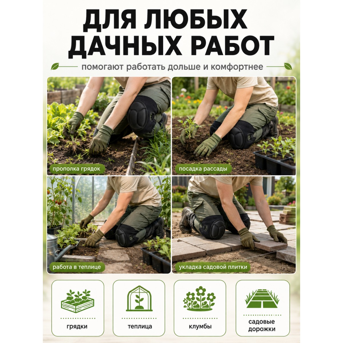 Наколенники садовые мягкие защитные 2 шт