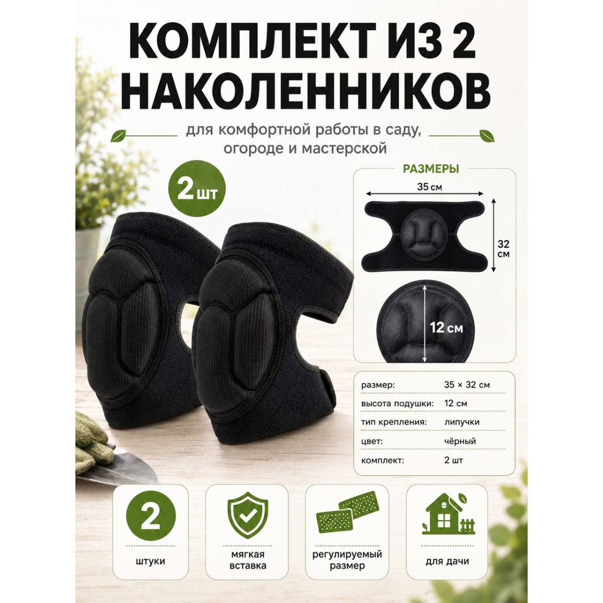 Наколенники садовые мягкие защитные 2 шт