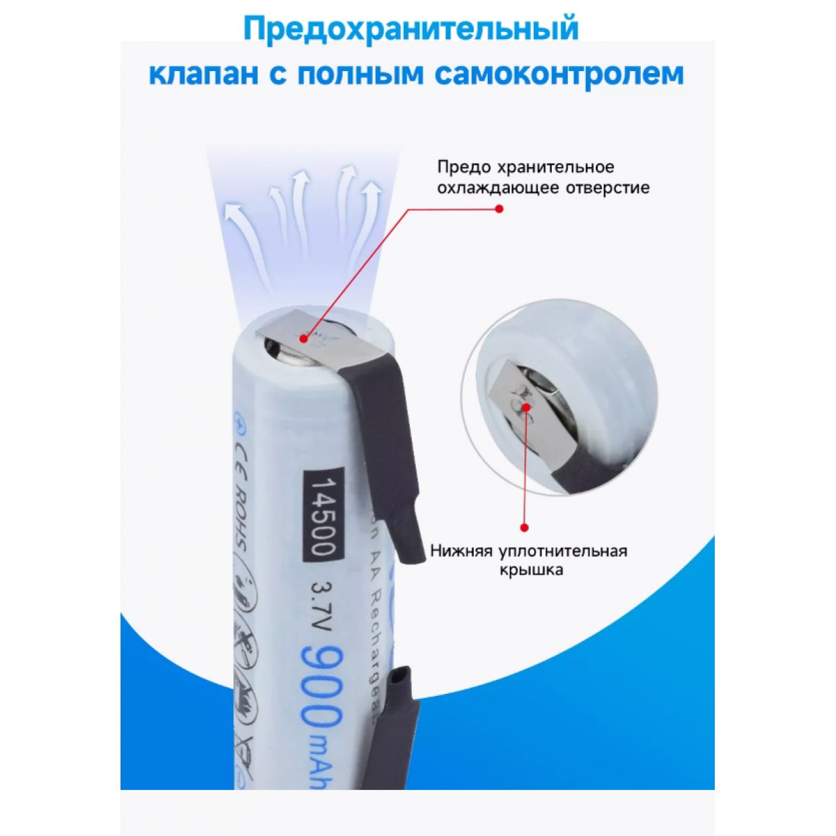 PALO Аккумуляторы литий-ионные 900мАч 3.7В АА 4 шт