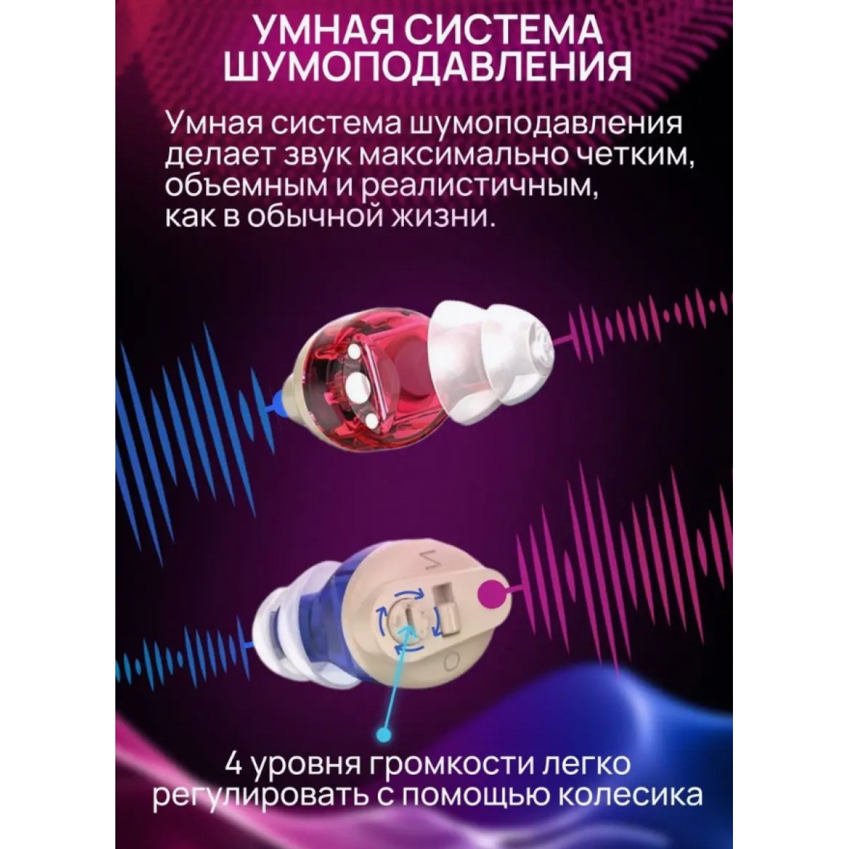 Внутриушной усилитель слуха для пожилых с зарядкой