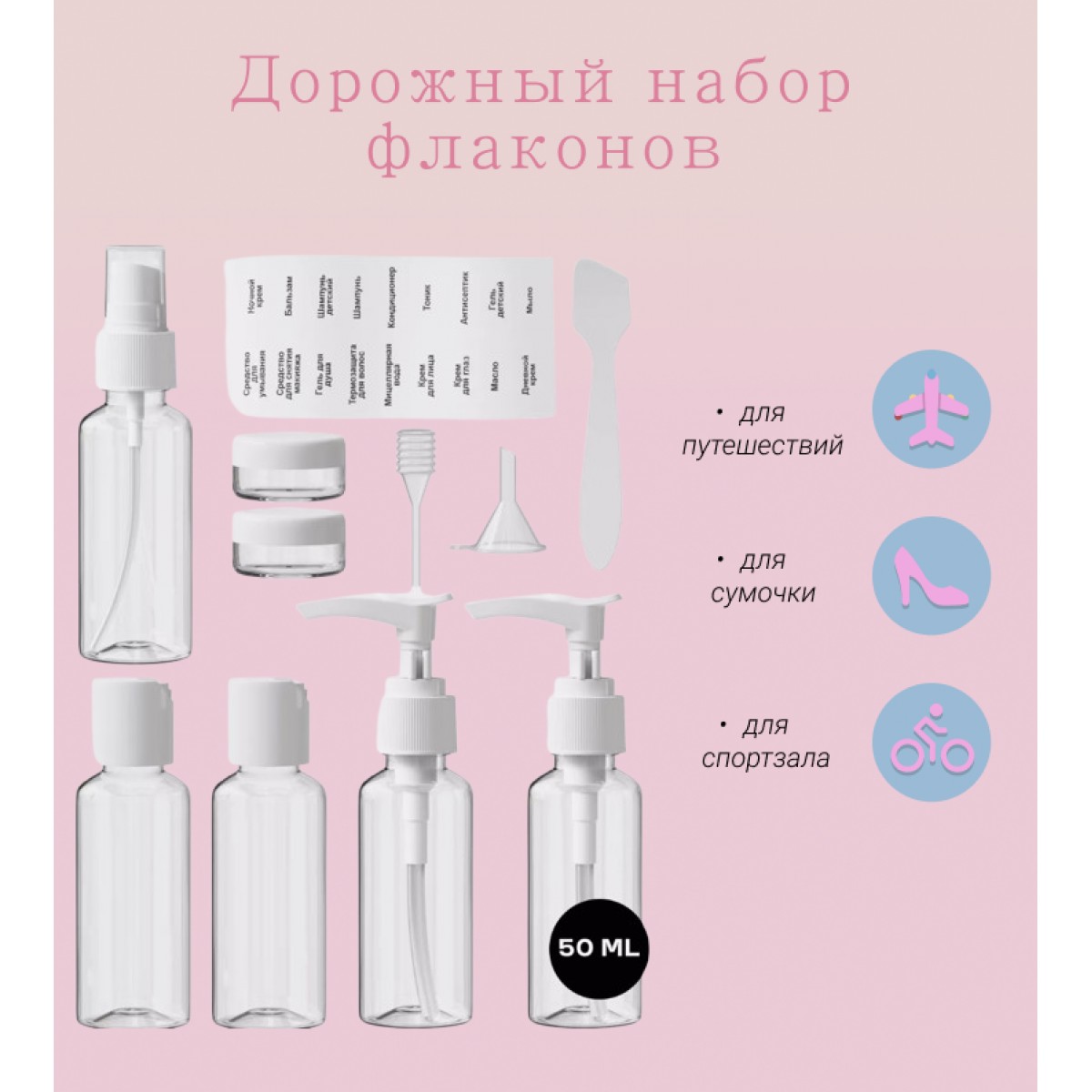 Дорожный набор флаконов с косметичкой