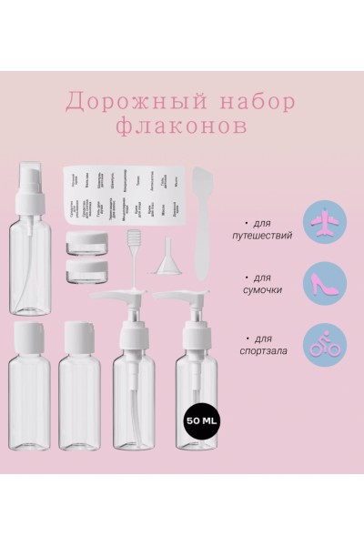 Дорожный набор флаконов с косметичкой