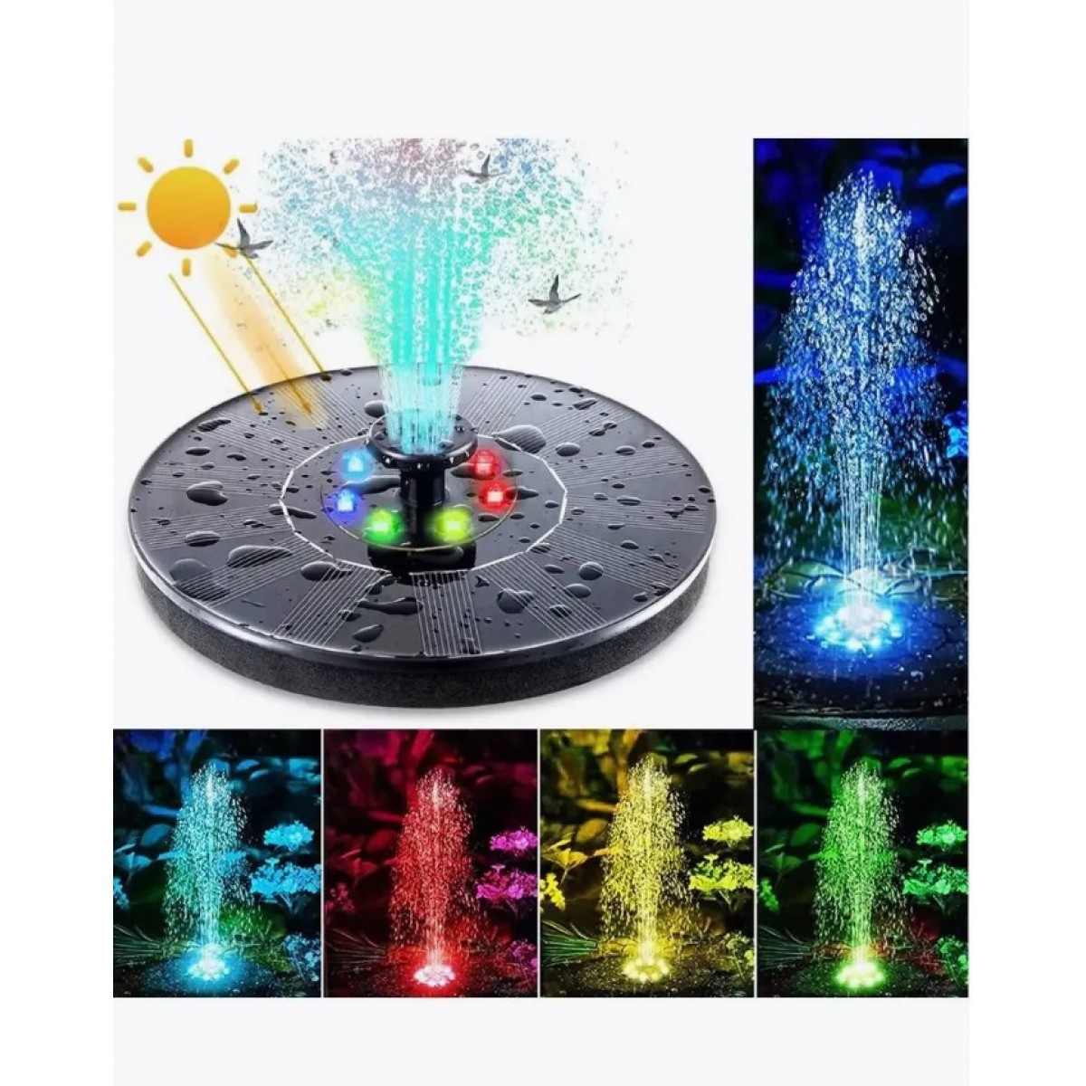 Фонтан на солнечной батарее с подсветкой