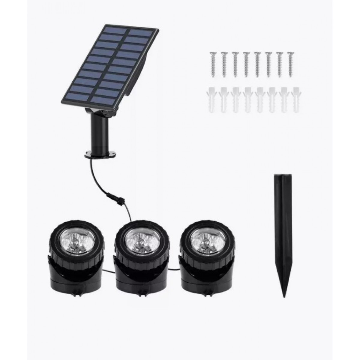 Уличный светильник, фонарь на солнечной батарее 3 лампы