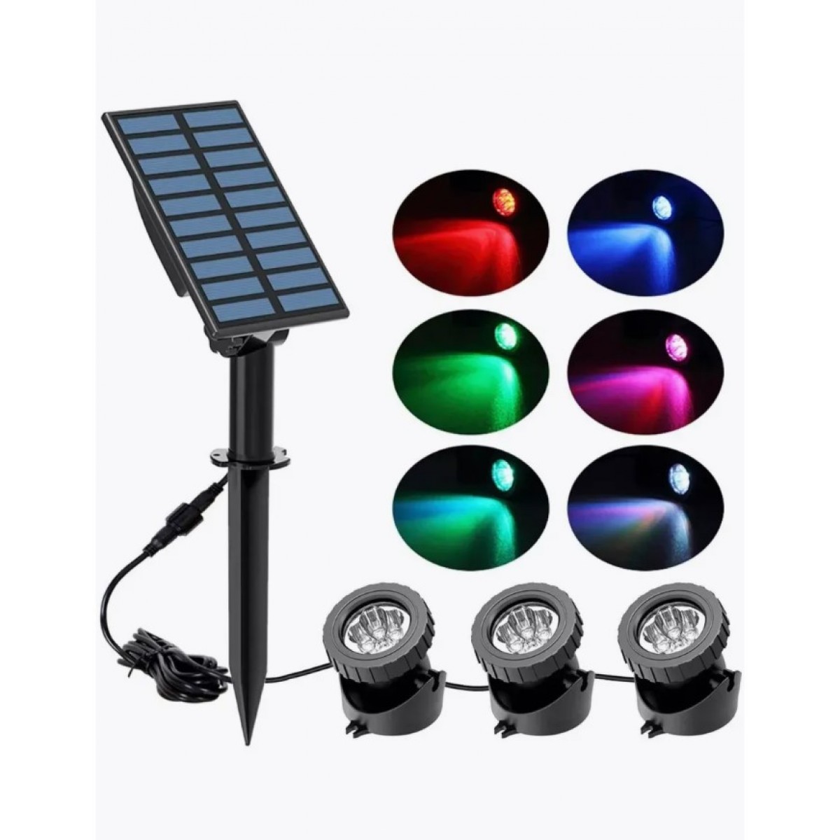 Уличный светильник, фонарь на солнечной батарее 3 лампы