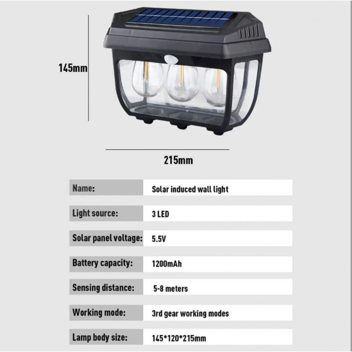 Светильник, фонарь на солнечной батарее 3 лампы