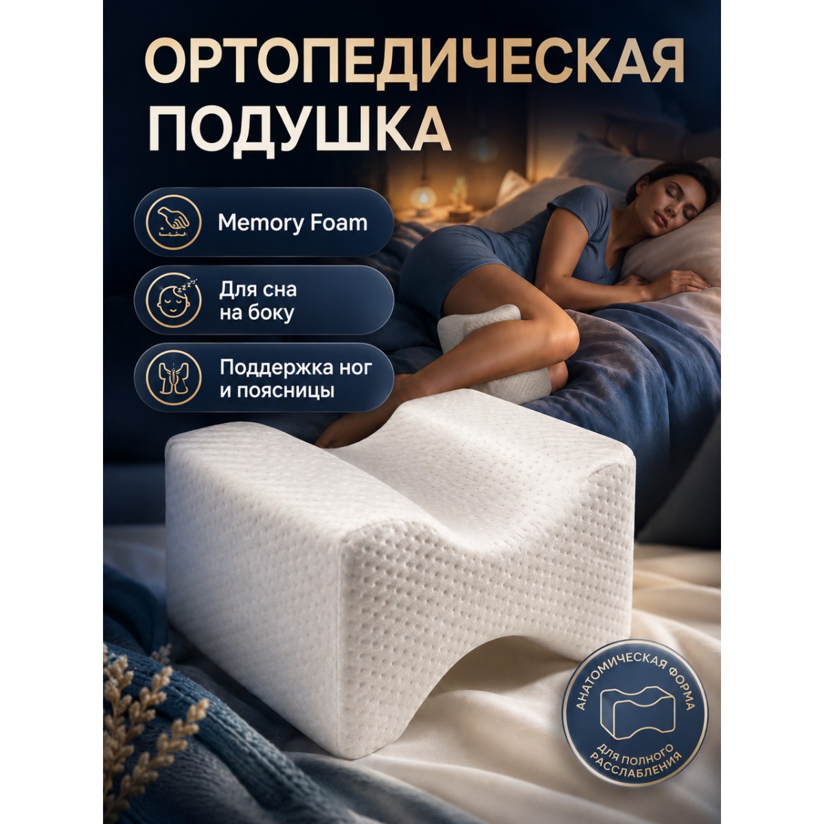 Подушка ортопедическая для ног с эффектом памяти