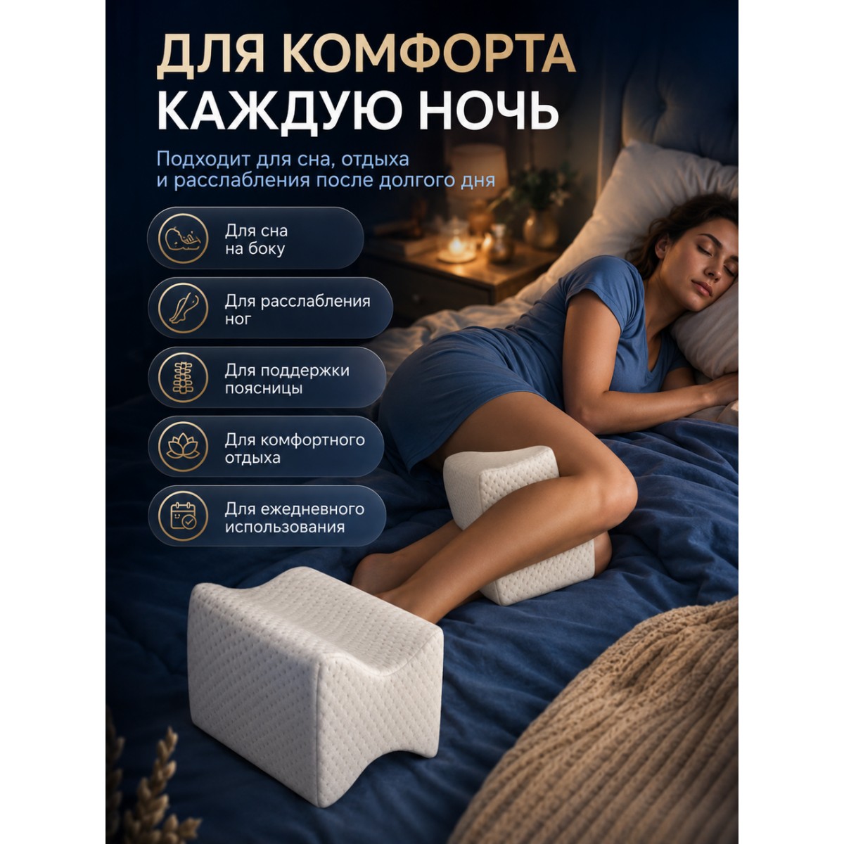 Подушка ортопедическая для ног с эффектом памяти