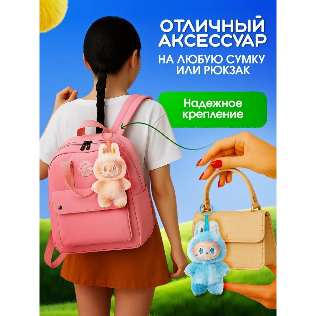 Лабубу мягкая игрушка брелок big into energy музыкальный