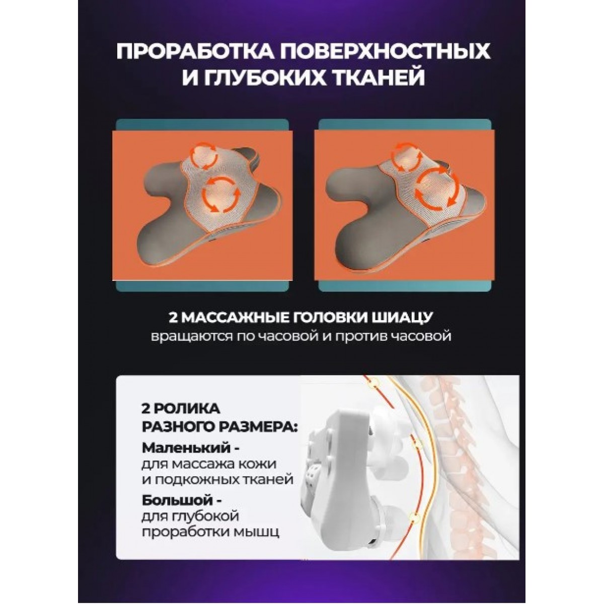 Массажная подушка роликовая электрическая