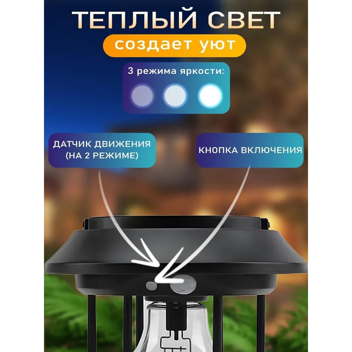 Уличный фонарь, светильник с датчиком движения