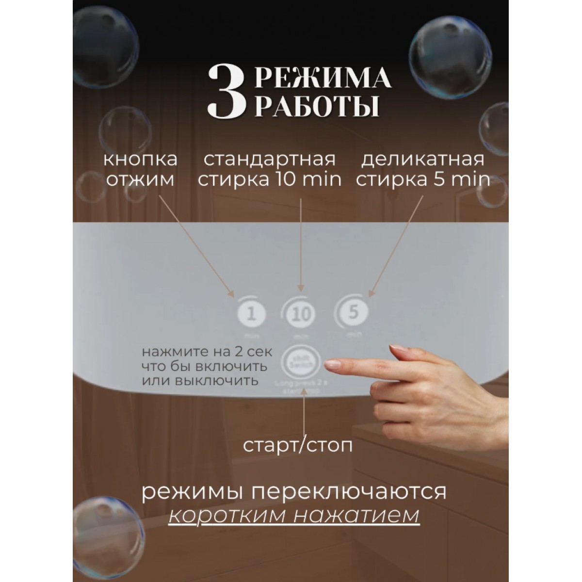 Портативная стиральная машинка мини 4,5 литров, серая