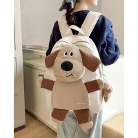 Рюкзак школьный для девочек и мальчиков с собакой (белый)