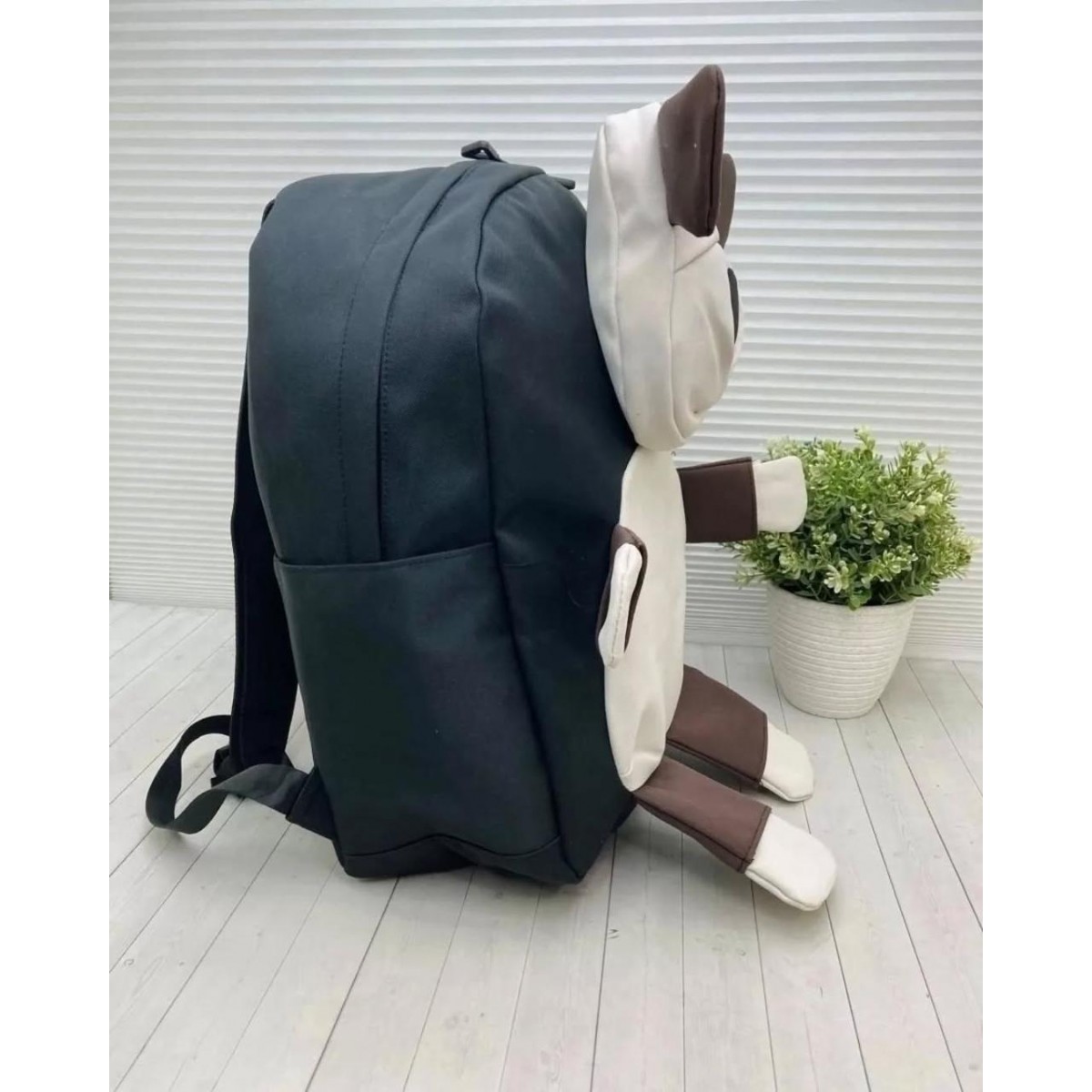 Рюкзак школьный детский для девочек и мальчиков с собакой (черный)