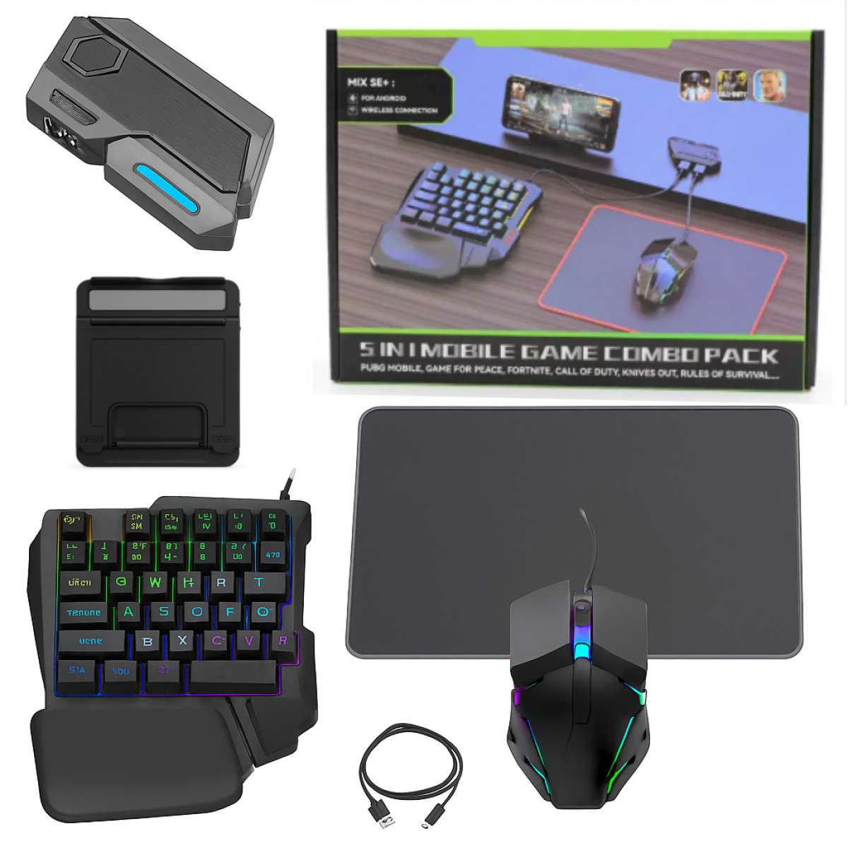 Игровой комплект для телефона 5 в 1, геймпад, клавиатура, мышь для телефона, MIX SE