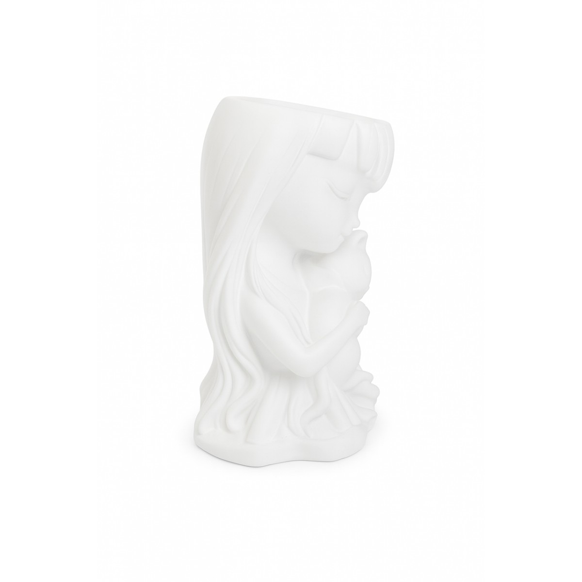 Гипсовая фигурка, статуэтка для декора и раскрашивания Девочка с котенком, подставка, органайзер