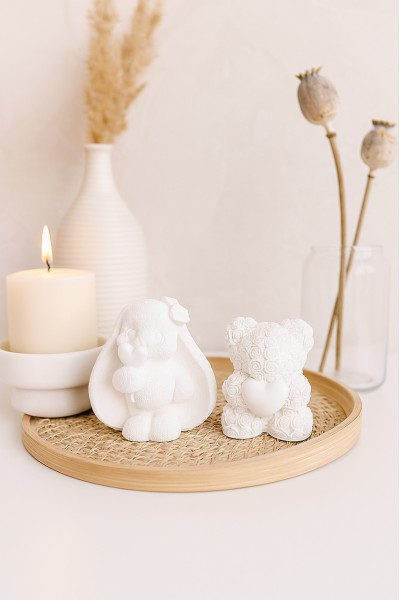 Набор фигурок, статуэток для декора и раскрашивания Заяц и медведь, кролик и медведь