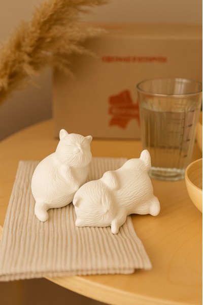 Набор фигурок, статуэток для декора и раскрашивания Котики, два кота