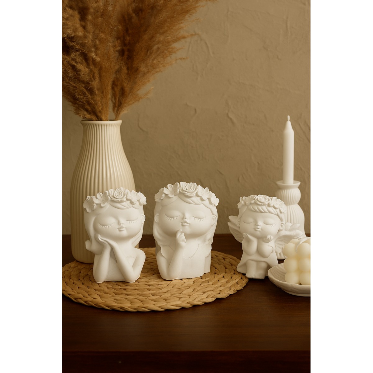 Набор фигурок, статуэток для декора и раскрашивания Три девочки, подставка, органайзер