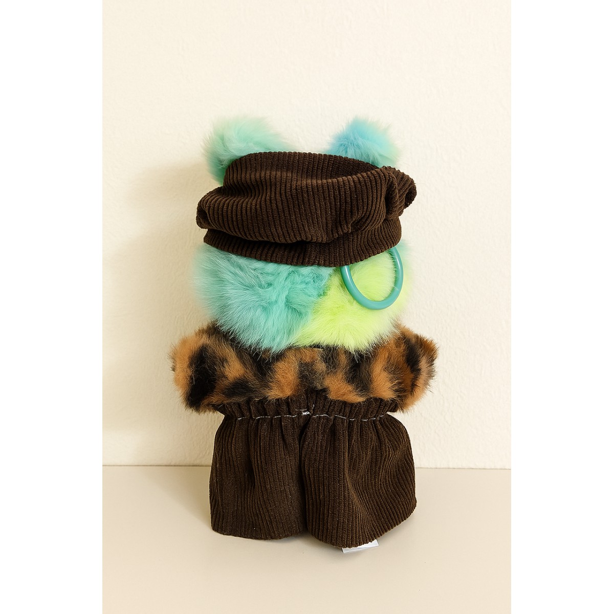 Комплект одежды для LABUBU ЛАБУБУ, меховой свитер, юбка и шапка коричневые