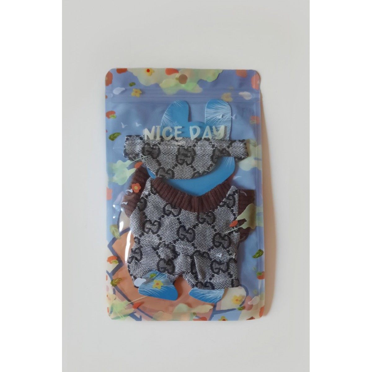 Комплект одежды для LABUBU ЛАБУБУ, серый свитер, штаны и шапка