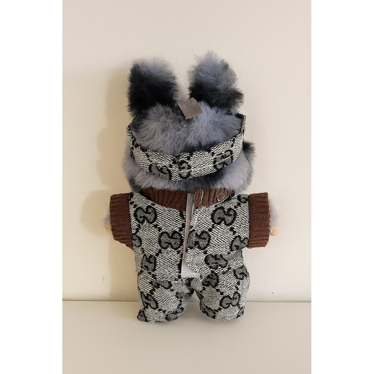 Комплект одежды для LABUBU ЛАБУБУ, серый свитер, штаны и шапка