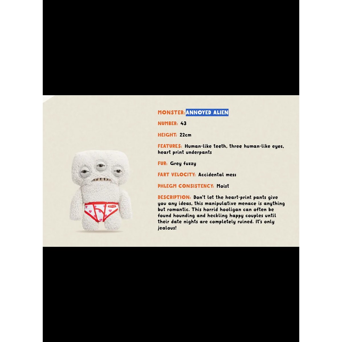 Fuggler монстр зубастик, Фагглер Фугглер, серый