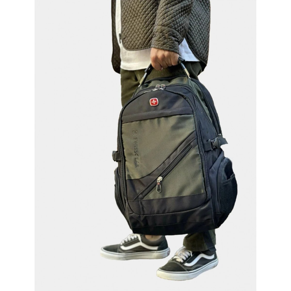 Рюкзак swissgear 8810 usb+выход для наушников 3.5, зеленый, мужской, городской, ранец, спортивный