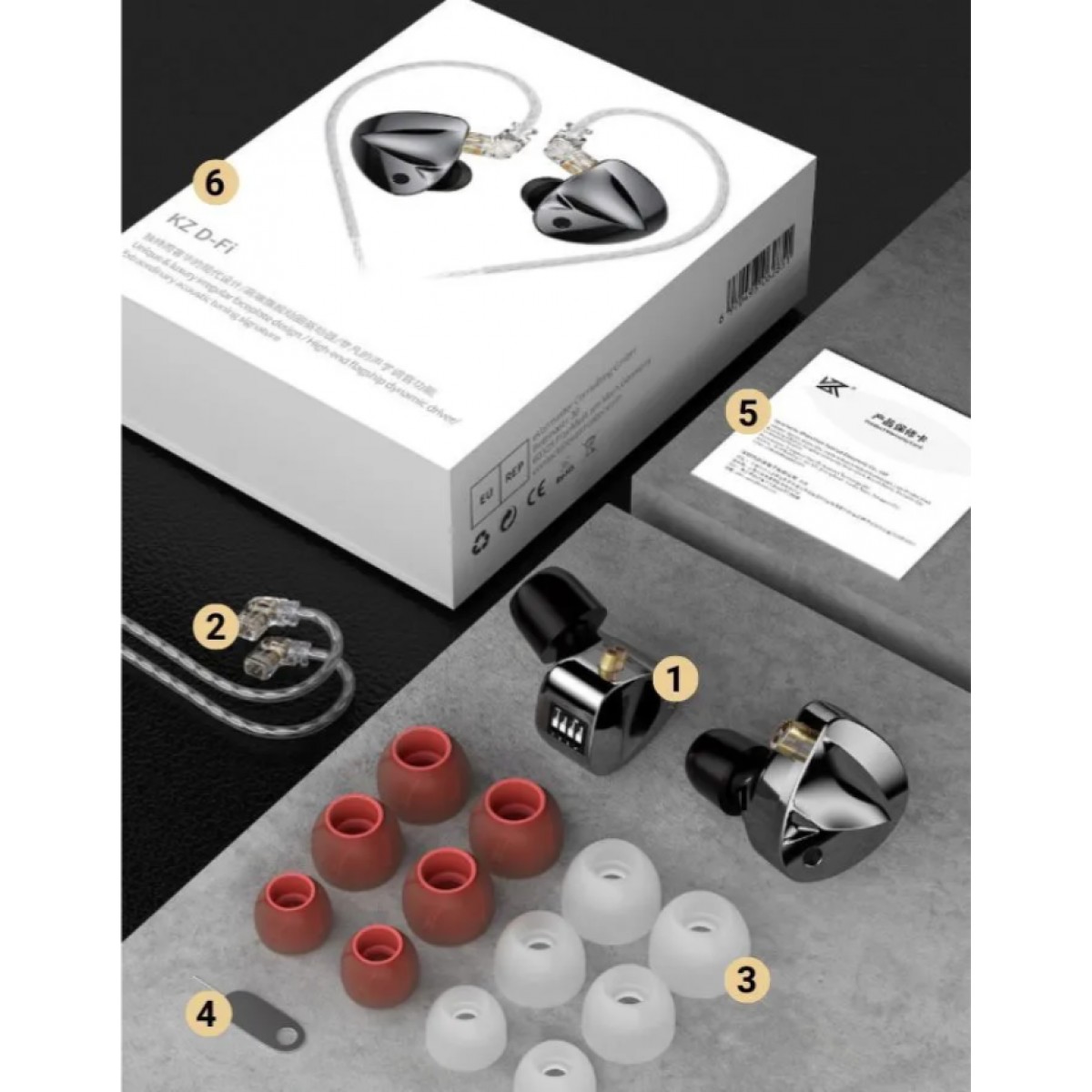 KZ D-Fi с переключателями темно-серебристые с микрофоном