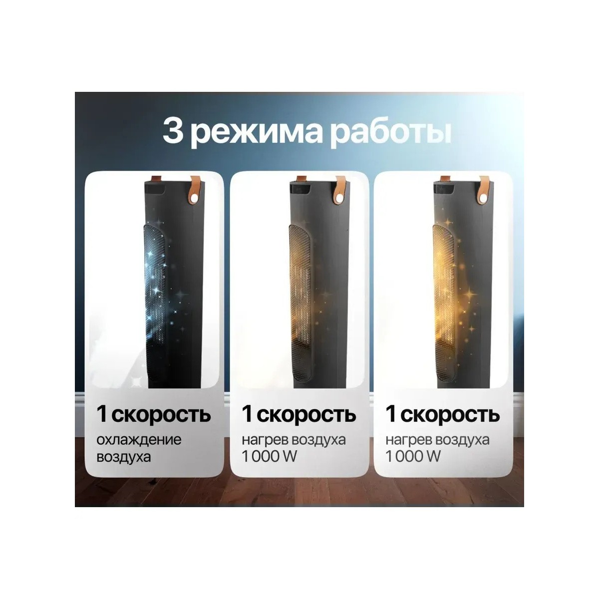 Обогреватель для дома электрический напольный с пультом, дисплеем, таймером, режимом вентиляции