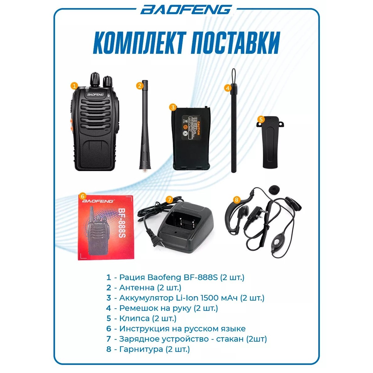 Рация (радиостанция) Баофенг BF-888s 5W, 2 шт