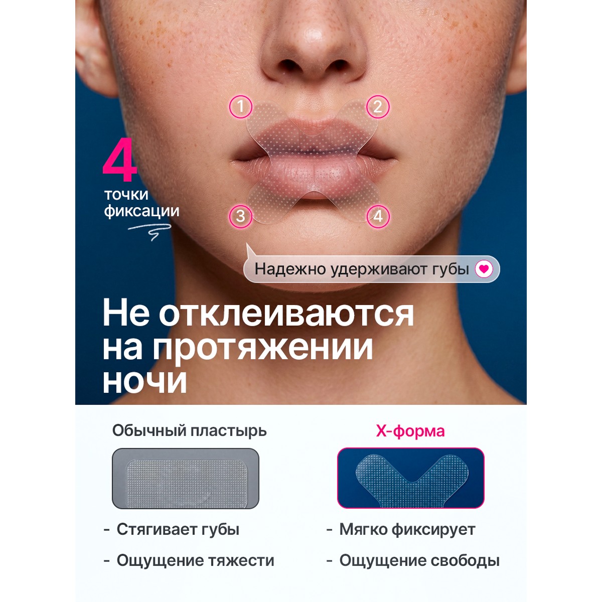 Пластырь тейп для рта X образный антихрап