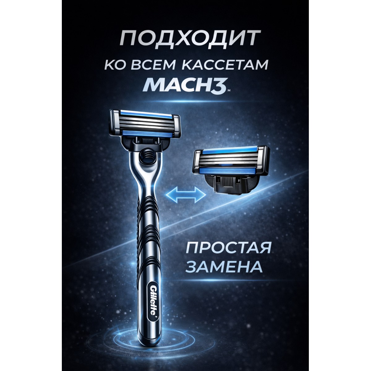 Бритва Gillette Mach 3, 1 кассета, серый