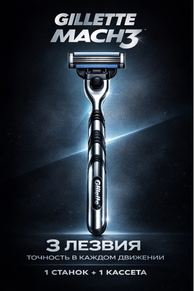 Бритва Gillette Mach 3, 1 кассета, серый