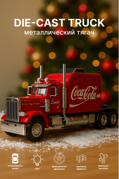 Игрушка металлический грузовик тягач DIE-CAST TRUCK CocaCola, красный
