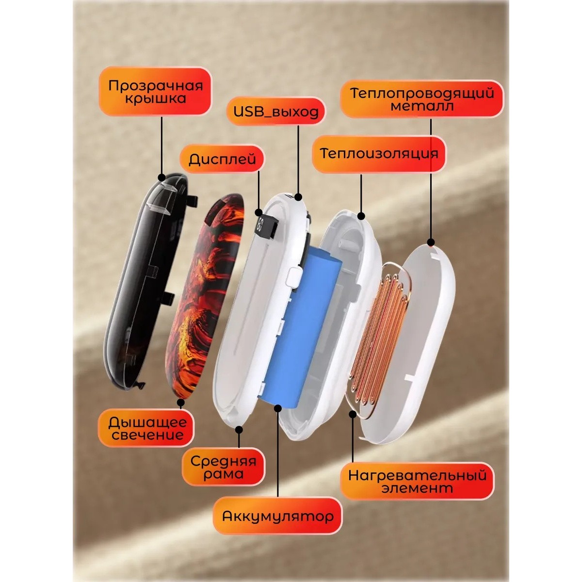 Грелка для рук электрическая с повербанком, черная