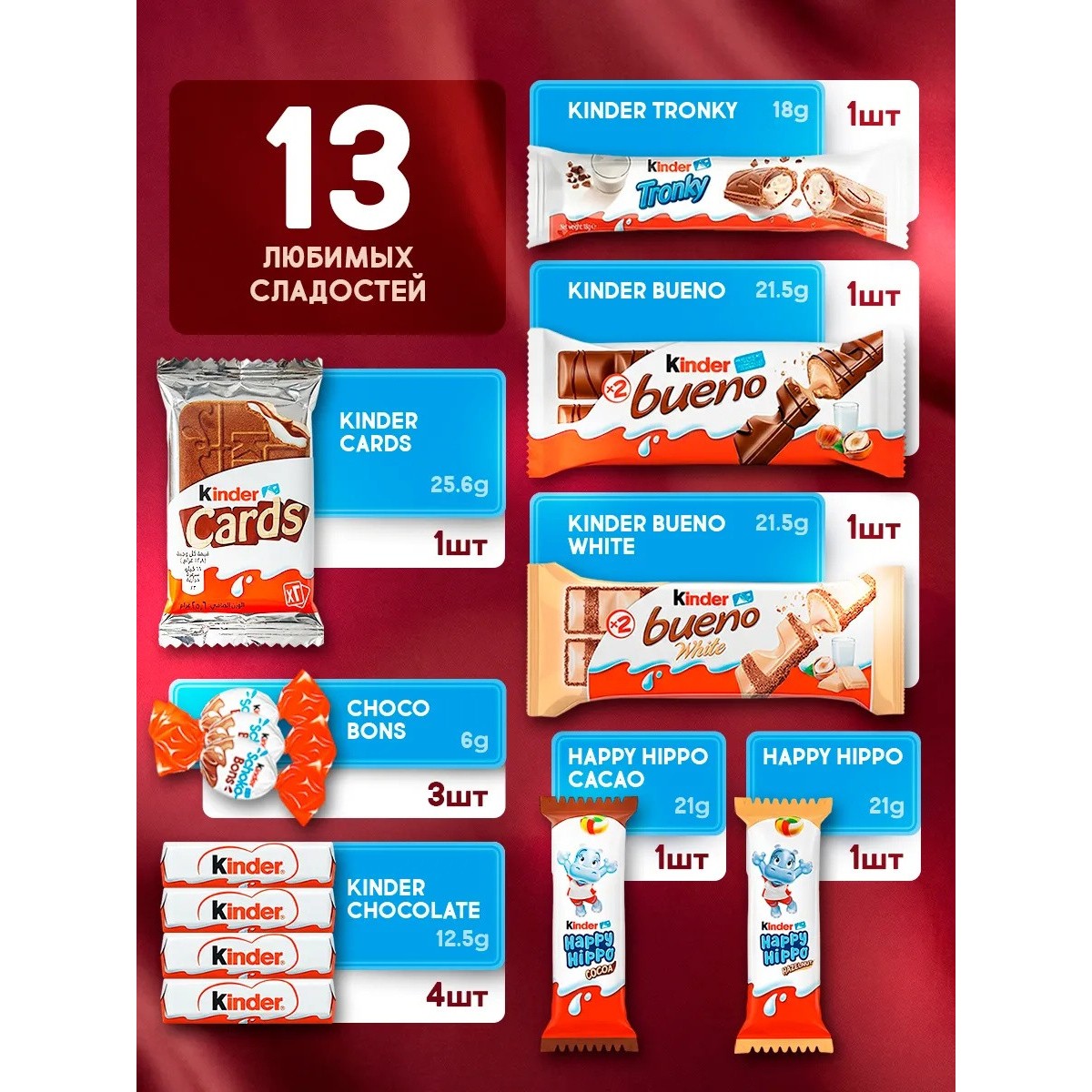 Сладкий новогодний подарок 2026 Kinder BOX для детей