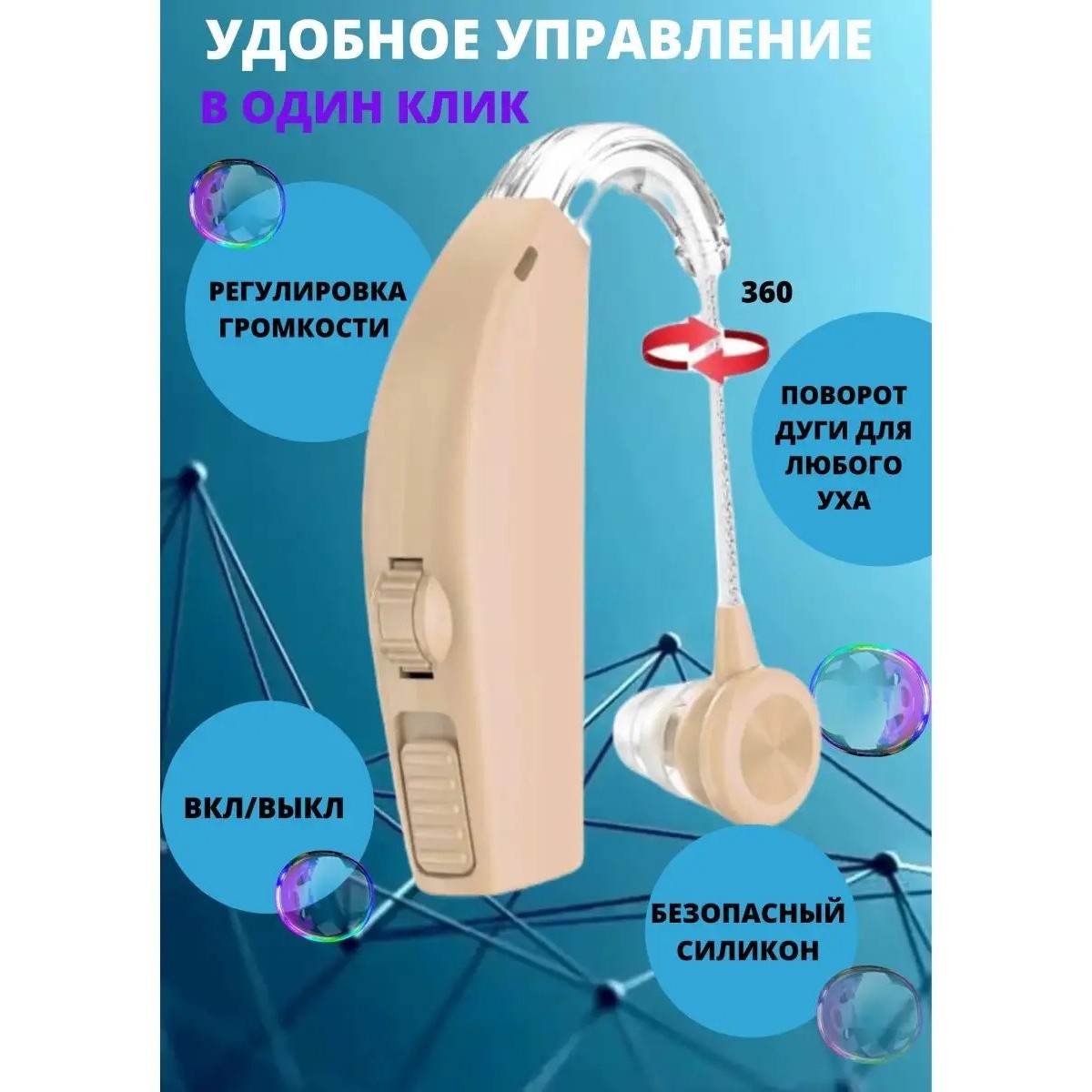 Слуховой аппарат для пожилых внутриушной усилитель звука 2 шт